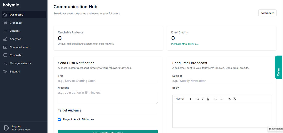 Push and Email Alerts Preview